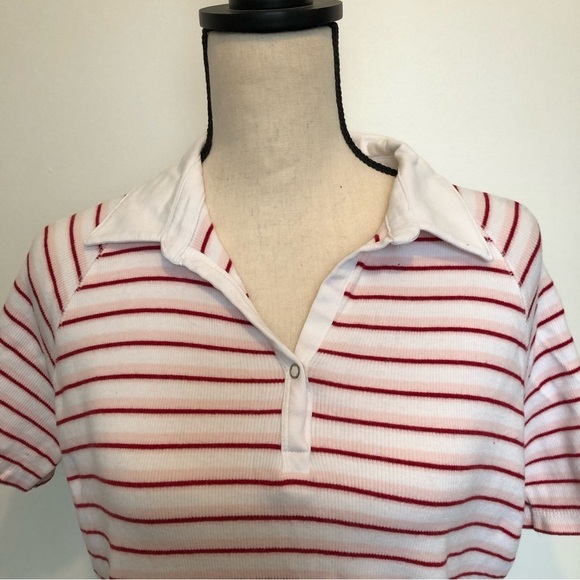 Faded, glory, striped red, and white collared shirt sleeve shirt SZ L EUC cotton - Picture 2 of 6